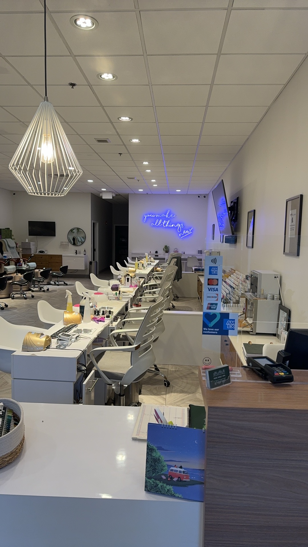Front desk and manicure stations